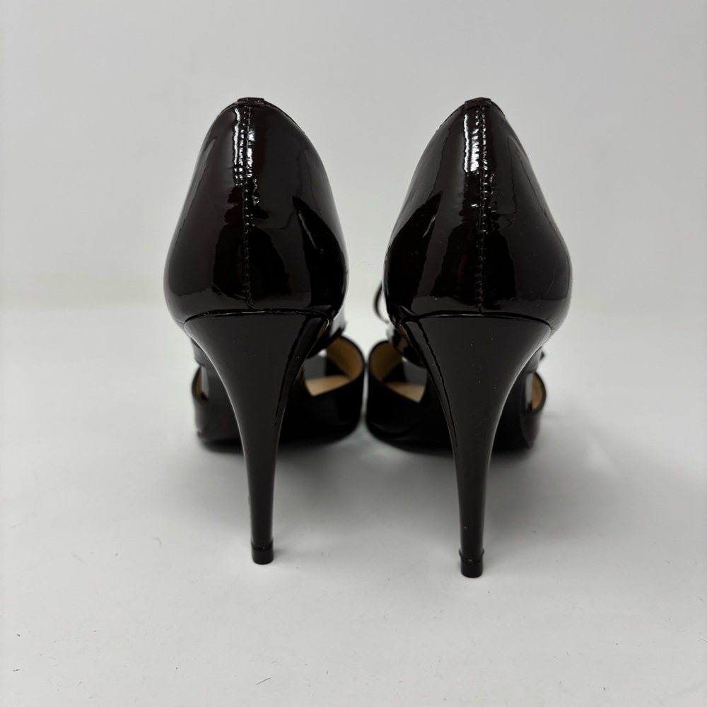 Anne Klein Brown Patent Leather Lace Up Heels Vintage Size 6 - Picture 3 of 9